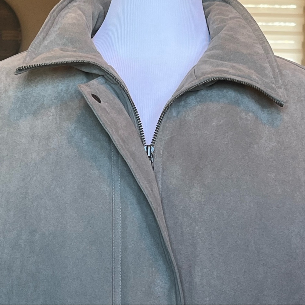 Bromley Sport Real Down Coat Women’s Medium Taupe Faux Suede Quilted Insulated - Picture 4 of 14